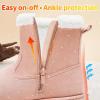 imageToupin Winter Ankle Black Boots for Women  SlipOn Mini Boots with Side Zipper Faux Fur Lining ampamp SplashResistantPink