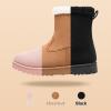 imageToupin Winter Ankle Black Boots for Women  SlipOn Mini Boots with Side Zipper Faux Fur Lining ampamp SplashResistantPink
