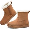 imageToupin Winter Ankle Black Boots for Women  SlipOn Mini Boots with Side Zipper Faux Fur Lining ampamp SplashResistantChestnut