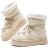 imageToupin Womens Classic Platform Mini Snow Boots  Faux Suede SlipOn ampamp LaceUp Winter Booties with Sherpa Lining AntiSlip Thick Sole Ankle BootsBeige