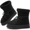 imageToupin Womens Classic Platform Mini Snow Boots  Faux Suede SlipOn ampamp LaceUp Winter Booties with Sherpa Lining AntiSlip Thick Sole Ankle BootsBlack