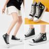 imagehash bubbie High Top Sneakers for Women Classic High Tops Canvas Shoes Lace up Womens Fashion SneakerBlack Flower