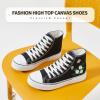 imagehash bubbie High Top Sneakers for Women Classic High Tops Canvas Shoes Lace up Womens Fashion SneakerBlack Flower