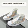 imagehash bubbie High Top Sneakers for Women Classic High Tops Canvas Shoes Lace up Womens Fashion SneakerBlue Print