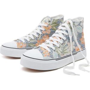 imagehash bubbie High Top Sneakers for Women Classic High Tops Canvas Shoes Lace up Womens Fashion SneakerBlue Print