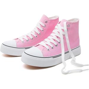 imagehash bubbie High Top Sneakers for Women Classic High Tops Canvas Shoes Lace up Womens Fashion SneakerBright Pink