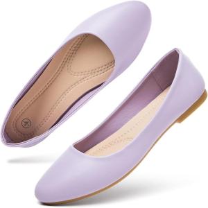 imageHash Bubbie Womens Flats Shoes Ballet Flats Dress Shoes Comfortable PU Leather Slip on Shoes for WomenLight Purple