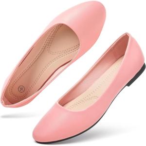 imageHash Bubbie Womens Flats Shoes Ballet Flats Dress Shoes Comfortable PU Leather Slip on Shoes for WomenPeach