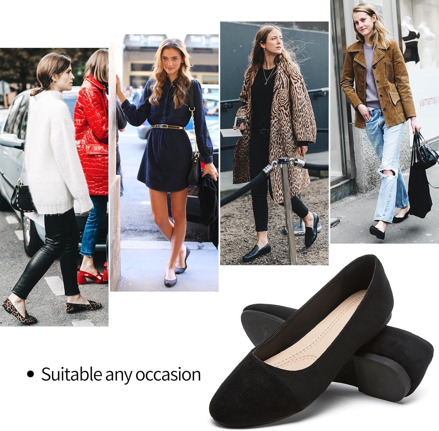 imagehash bubbie Womens Flats Shoes Black Ballet Flats Dress Shoes for Women Slip on Comfortable Dressy LoafersBlack