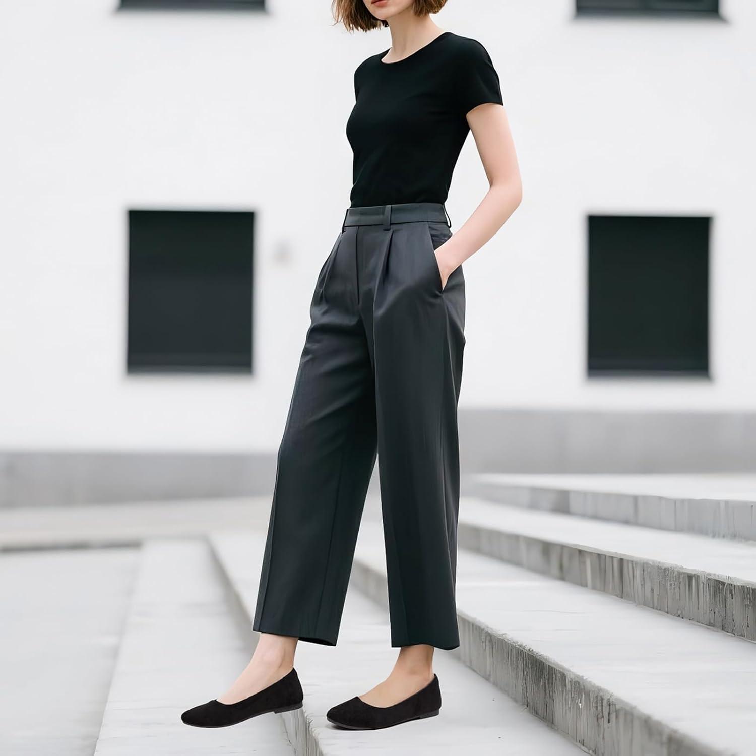 imagehash bubbie Womens Flats Shoes Black Ballet Flats Dress Shoes for Women Slip on Comfortable Dressy LoafersBlack