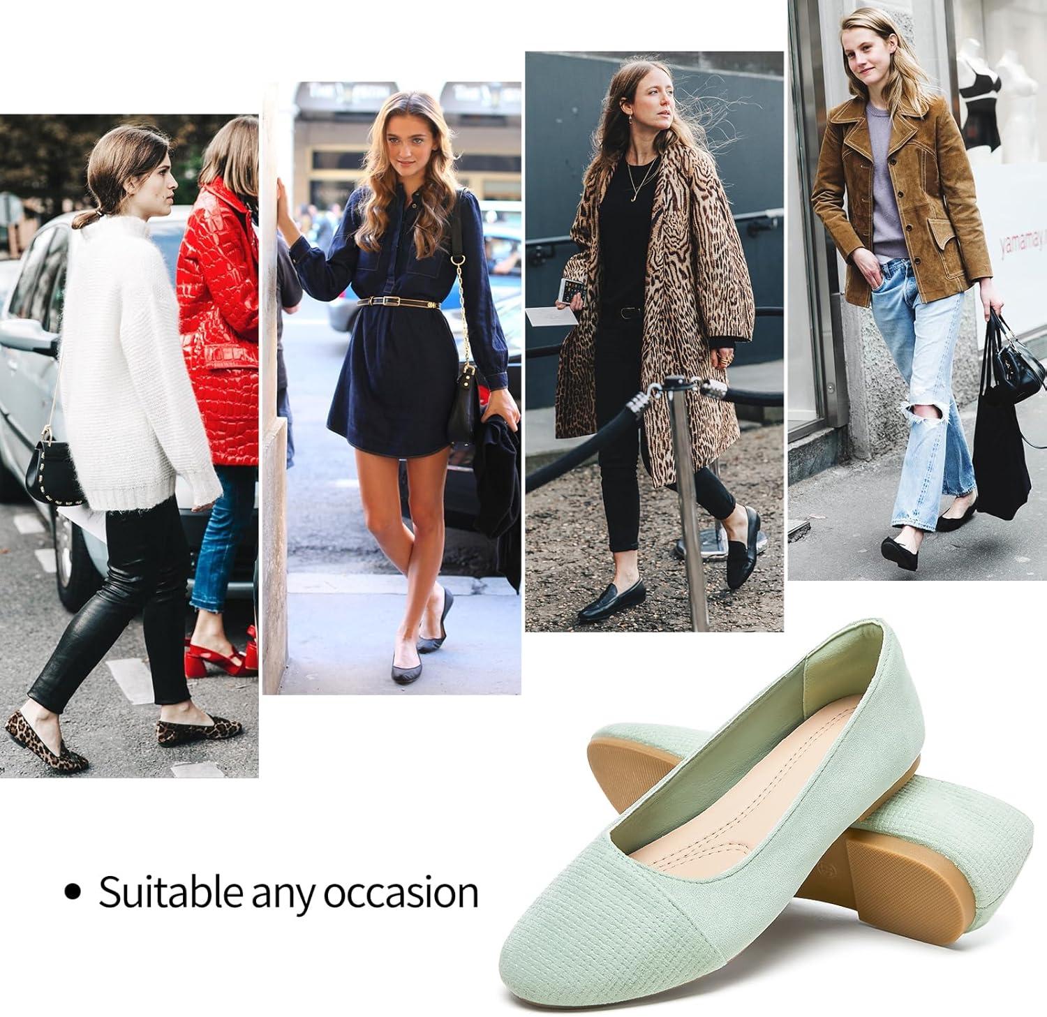 imagehash bubbie Womens Flats Shoes Black Ballet Flats Dress Shoes for Women Slip on Comfortable Dressy LoafersLight Green