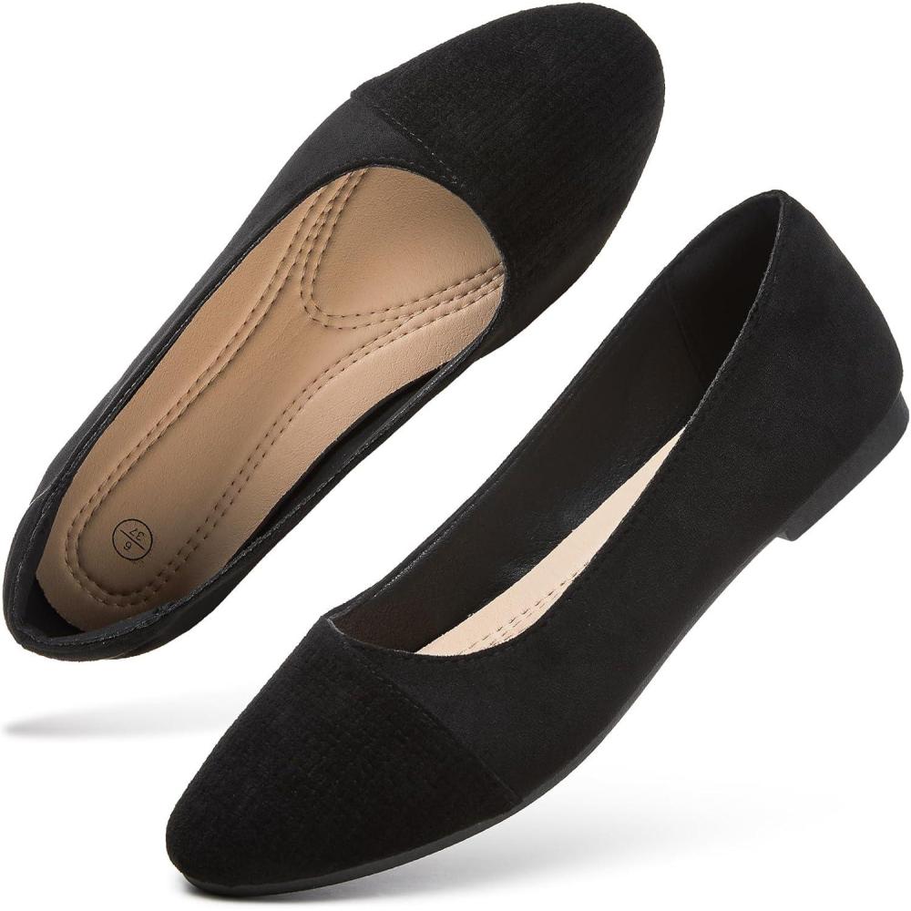 imagehash bubbie Womens Flats Shoes Black Ballet Flats Dress Shoes for Women Slip on Comfortable Dressy LoafersBlack