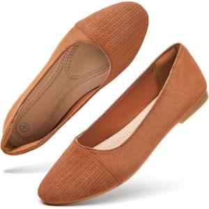 imagehash bubbie Womens Flats Shoes Black Ballet Flats Dress Shoes for Women Slip on Comfortable Dressy LoafersBrown