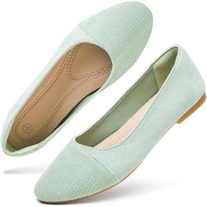 imagehash bubbie Womens Flats Shoes Black Ballet Flats Dress Shoes for Women Slip on Comfortable Dressy LoafersLight Green