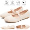 image:imagehash bubbie Womens Black Flats Shoes Suede Mary Janes Ballet Flats Memory Foam Comfortable Dress ShoesBeige