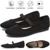 image:imagehash bubbie Womens Black Flats Shoes Suede Mary Janes Ballet Flats Memory Foam Comfortable Dress ShoesBlack