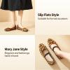 image:imagehash bubbie Womens Black Flats Shoes Suede Mary Janes Ballet Flats Memory Foam Comfortable Dress ShoesLeopard Print