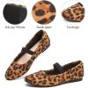 image:imagehash bubbie Womens Black Flats Shoes Suede Mary Janes Ballet Flats Memory Foam Comfortable Dress ShoesLeopard Print