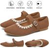 image:imagehash bubbie Womens Mary Janes Flats Shoes Black Ballet Flats Memory Foam Dress Shoes with StrapMocha Brown