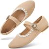 image:imagehash bubbie Womens Mary Janes Flats Shoes Black Ballet Flats Memory Foam Dress Shoes with StrapKhaki