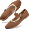 image:imagehash bubbie Womens Mary Janes Flats Shoes Black Ballet Flats Memory Foam Dress Shoes with StrapMocha Brown