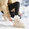 image:imageTUOPIN Womens Classic Platform Mini Snow Boots  Faux Suede SlipOn amp LaceUp Winter Booties with Sherpa Lining AntiSlip Thick Sole Ankle BootsBeige