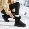 image:imageTUOPIN Womens Classic Platform Mini Snow Boots  Faux Suede SlipOn amp LaceUp Winter Booties with Sherpa Lining AntiSlip Thick Sole Ankle BootsBlack
