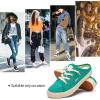 image:imagehash bubbie Womens Mules Comfortable Slip on Sneakers Tennis Shoes Summer Backless Canvas Shoes Close Toed SandalsDark Green