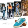 image:imagehash bubbie Womens Mules Comfortable Slip on Sneakers Tennis Shoes Summer Backless Canvas Shoes Close Toed SandalsLake Blue