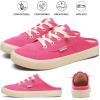 image:imagehash bubbie Womens Mules Comfortable Slip on Sneakers Tennis Shoes Summer Backless Canvas Shoes Close Toed SandalsRose Red