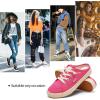 image:imagehash bubbie Womens Mules Comfortable Slip on Sneakers Tennis Shoes Summer Backless Canvas Shoes Close Toed SandalsRose Red