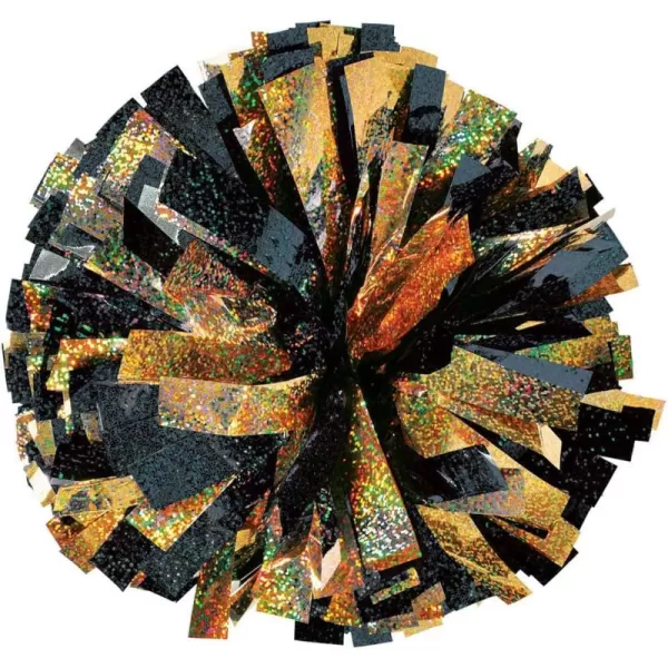 2-Color Holographic Mix Youth Cheer Pom - Black/Gold