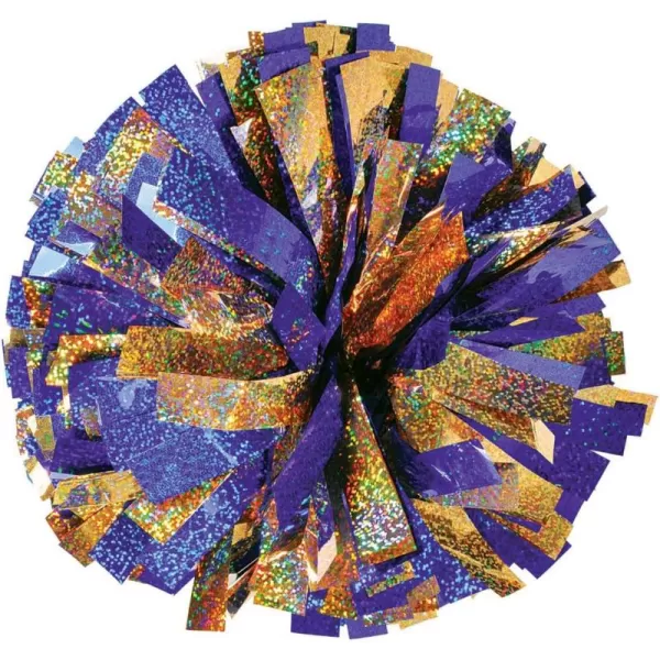 2-Color Holographic Mix Youth Cheer Pom - Black/Gold