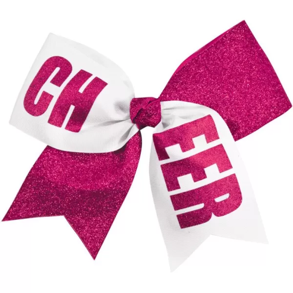 chassé Girls' Cheer Performance Hair Bow Glitter Fuchsia/White