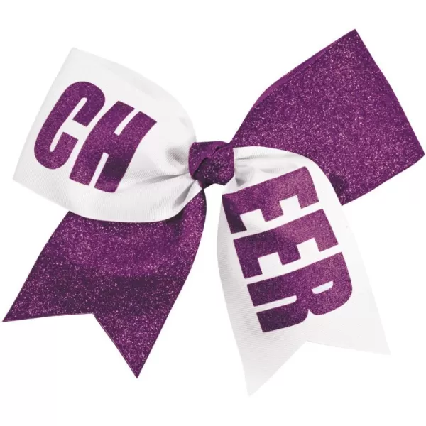 chassé Girls' Cheer Performance Hair Bow Glitter Fuchsia/White