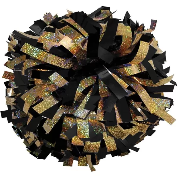 chassé Metallic with Holographic Mix Cheerleading Pom - Black/Gold