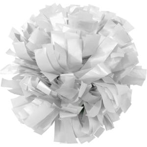 imagechass Youth Girls Cheerleading Pom  Solid Color Classic Pom Pom with Kap Handle for Dance Sports Celebrations Sold Individually White
