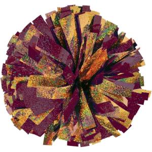 imageChasse Holographic Cheerleading Pom Pom  2Color Shiny Cheer Pom with Baton Handle for Dance Sports Celebrations Sold IndividuallyMAROONGOLD