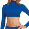 imageCropped Cheer Bodysuit  Long Sleeve Cheerleading Turtleneck Crop Top  Stretch Body Suit For Cheerleaders Adult SizesForest Grn