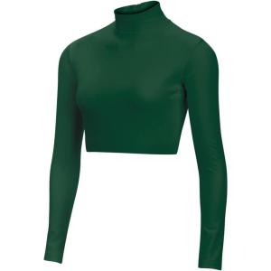 imageCropped Cheer Bodysuit  Long Sleeve Cheerleading Turtleneck Crop Top  Stretch Body Suit For Cheerleaders Adult SizesForest Green 20
