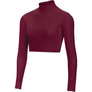 imageCropped Cheer Bodysuit  Long Sleeve Cheerleading Turtleneck Crop Top  Stretch Body Suit For Cheerleaders Adult SizesMaroon 20
