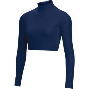 imageCropped Cheer Bodysuit  Long Sleeve Cheerleading Turtleneck Crop Top  Stretch Body Suit For Cheerleaders Adult SizesNavy 20
