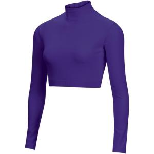 imageCropped Cheer Bodysuit  Long Sleeve Cheerleading Turtleneck Crop Top  Stretch Body Suit For Cheerleaders Adult SizesPurple 20