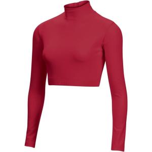 imageCropped Cheer Bodysuit  Long Sleeve Cheerleading Turtleneck Crop Top  Stretch Body Suit For Cheerleaders Adult SizesRed 20