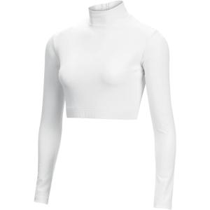 imageCropped Cheer Bodysuit  Long Sleeve Cheerleading Turtleneck Crop Top  Stretch Body Suit For Cheerleaders Adult SizesWhite 20