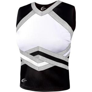 imagechass Girls Contender Shell Top  Youth Sized Cheerleading Uniform ShirtBlackSilver