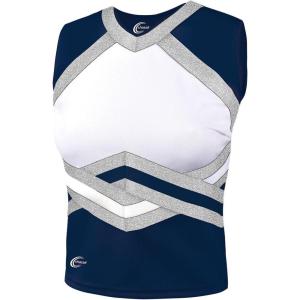 imagechass Girls Contender Shell Top  Youth Sized Cheerleading Uniform ShirtNavySilver