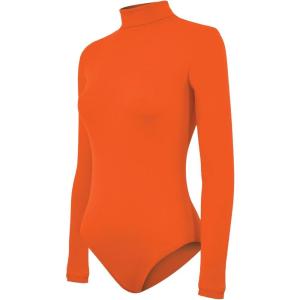 imagechass Stretch Nylon Turtleneck BodysuitOrange