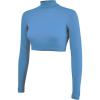 imageCropped Cheer Bodysuit  Long Sleeve Cheerleading Turtleneck Crop Top  Stretch Body Suit For Cheerleaders Youth Girl SizesCol Blue