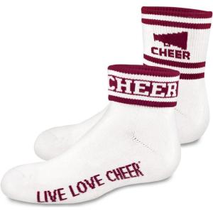 image2quot Quarter Sock With Cheer ampamp StripesMaroon